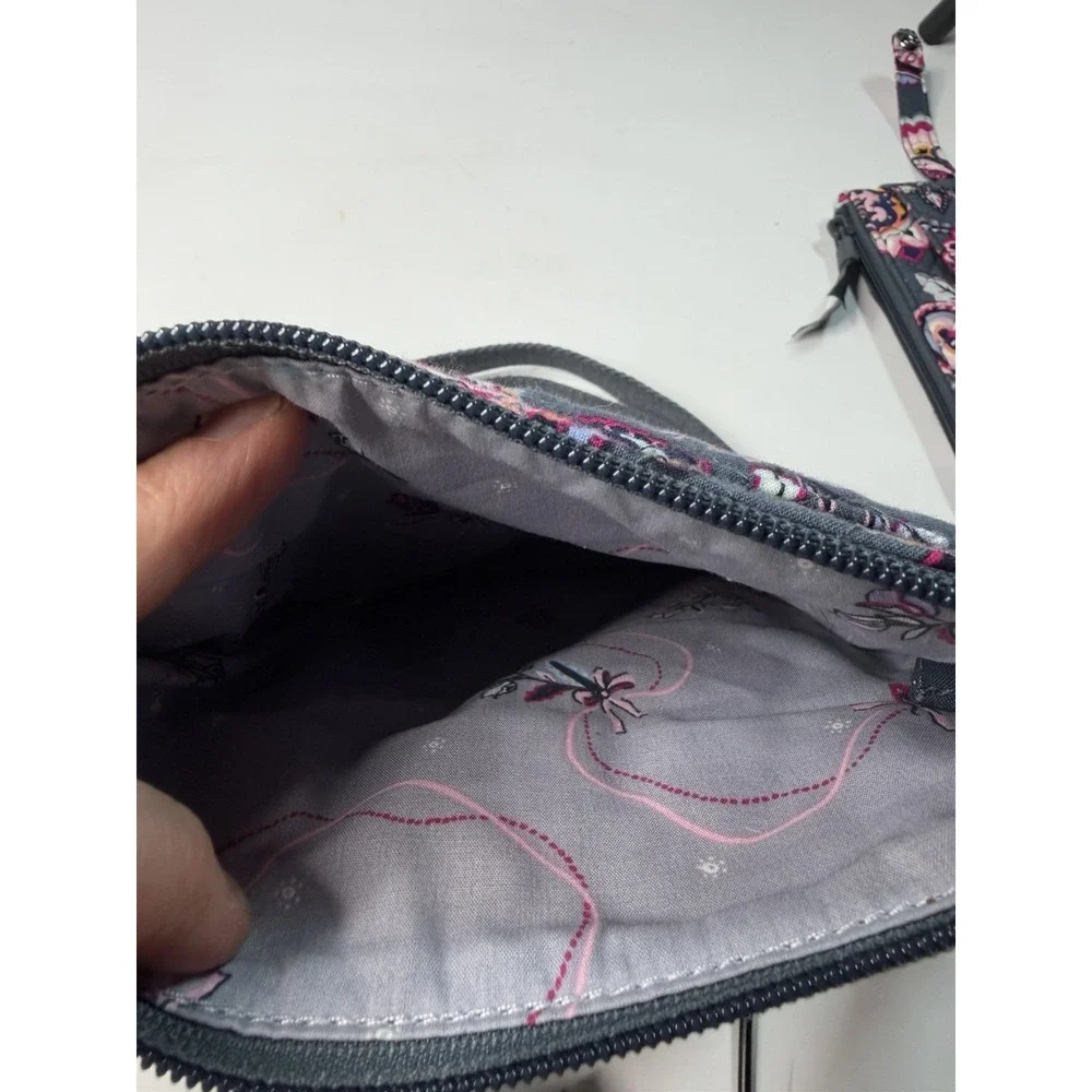 Vera Bradley Quilted Paisley Crossbody Shoulder Bag Gray Pink Floral & Wallet